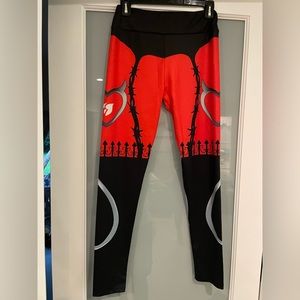 New - Red & Black Delivish Heart yoga/workout pants.